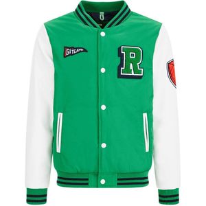 WE Fashion baseball jacket van gerecycled polyester groen/wit