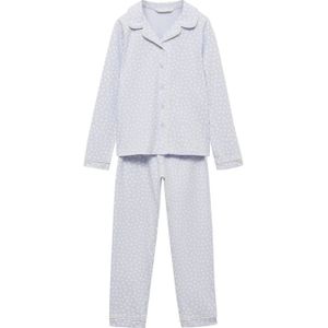 Mango Kids gebloemde pyjama lichtblauw/wit