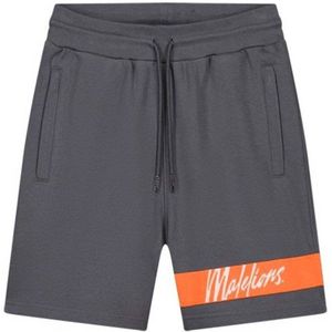 Malelions slim fit short met logo grijs