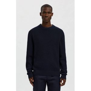 SELECTED HOMME trui met ingebreid patroon donkerblauw