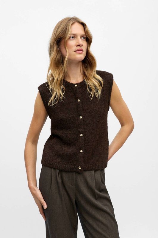 OBJECT Gebreide bodywarmer 'OBJSaggia'  bruin