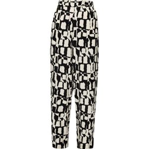 s.Oliver BLACK LABEL high waist straight fit broek met grafische print zwart/ gebroken wit
