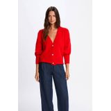 Morgan - Gebreid Vest - Rood - Met Wol