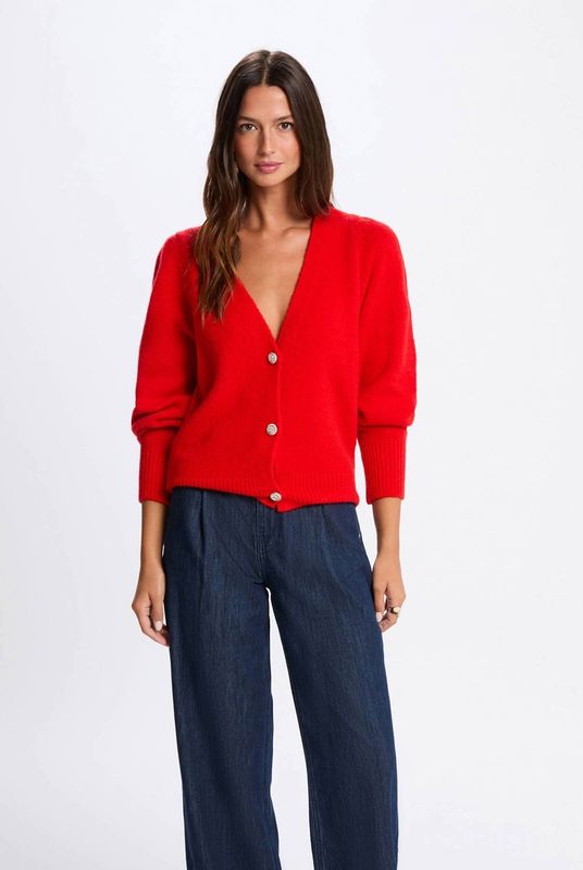 Morgan - Gebreid Vest - Rood - Met Wol