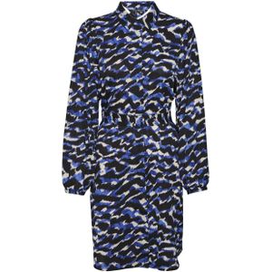 VERO MODA VMGAIL blousejurk met all over print en ceintuur zwart,blauw,creme