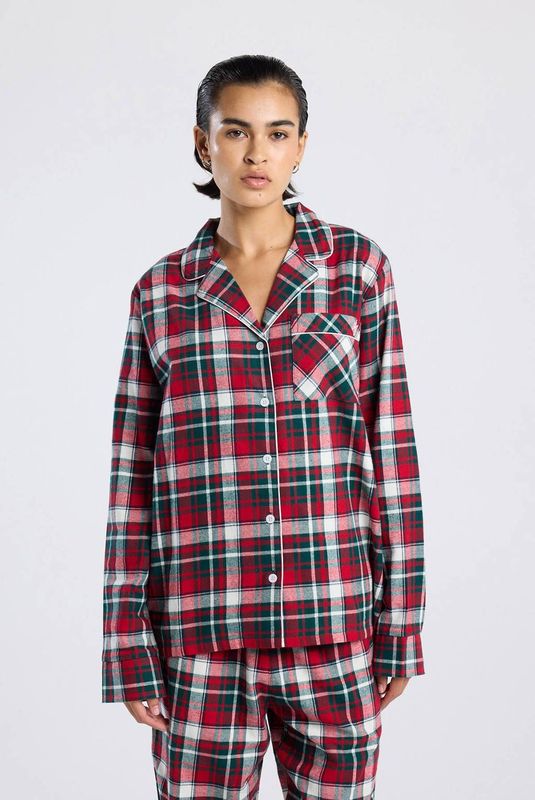 America Today flanellen pyjama Morgan rood/wit/groen