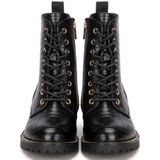 POSH by Poelman Kiek veterboots met slangenprint zwart
