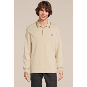Fred Perry regular fit polo met contrastbies oatmeal