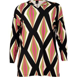 YOEK top DOLCE met all over print zwart/roze/groen