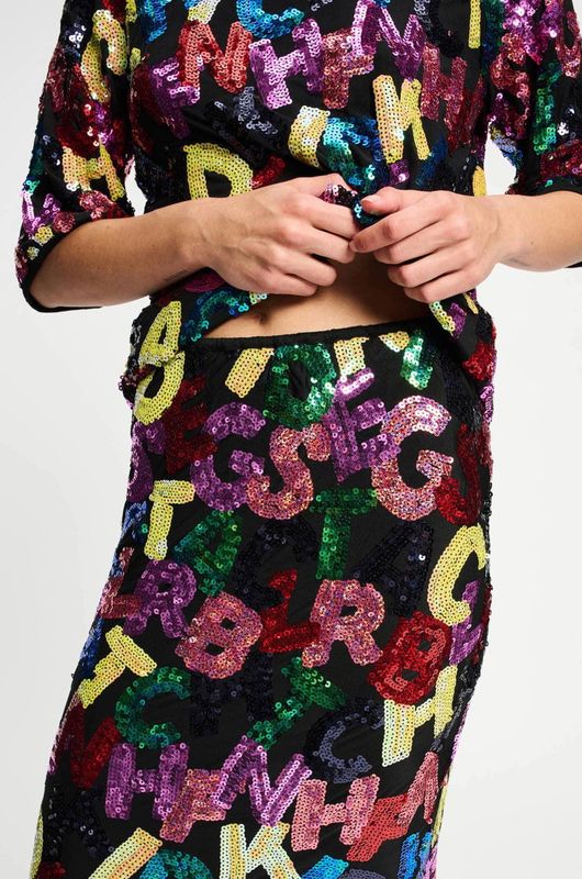 POM Amsterdam midi rok met pailletten multi