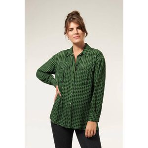 Miss Etam Regulier blouse Paddy Blouse met all over print groen/zwart