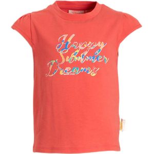 Orange Stars T-shirt Marlynn met tekst roze