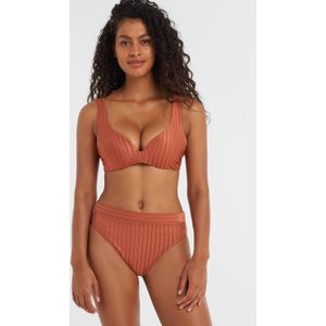 BEACHWAVE high waist bikinibroekje met ribstructuur brique