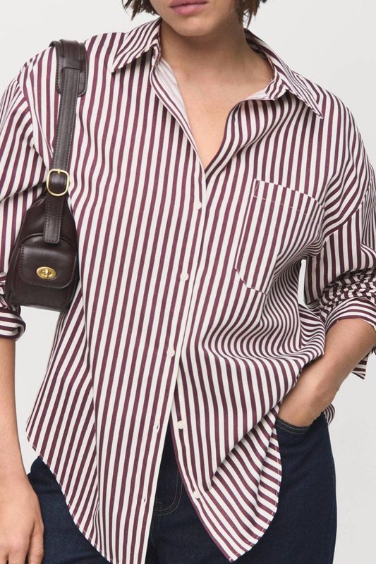 Mango gestreepte blouse donkerrood