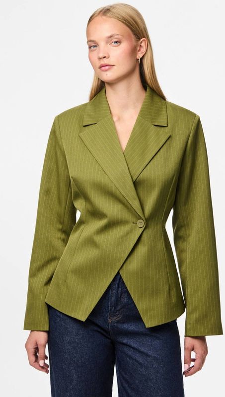 Pcfalka - Getailleerd Krijtstreep Blazer - Zakelijk - Polyester