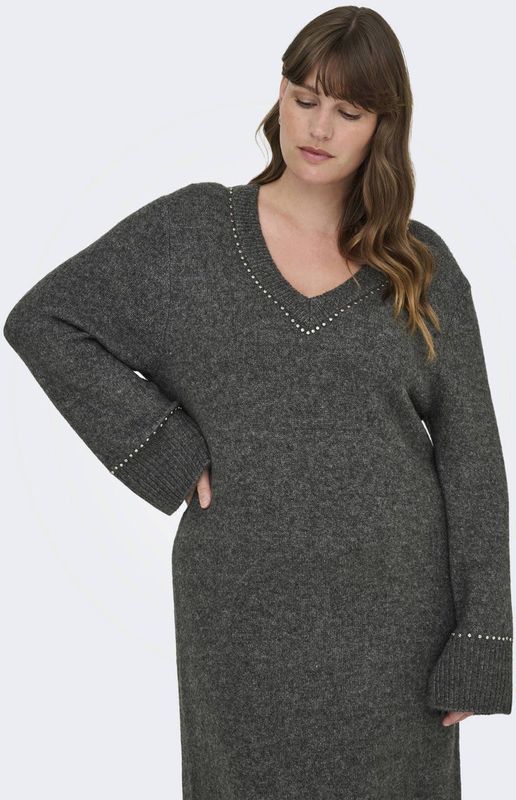 ONLY CARMAKOMA - CARELSIE LS STUDS MIDI DRESS - Gebreide Jurk - Mini