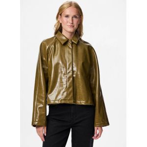 Pcmerry - Jas - Polyester - Glanzende Coating - Gespreide Kraag - Drukknopen