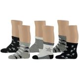 Apollo baby sokken - set van 6 zwart/wit/grijs