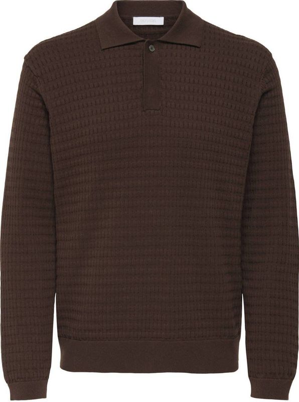 ONLY & SONS trui met ingebreid patroon donkerbruin