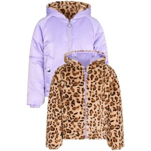 Retour Jeans - Reversible Imitatiebont - Winterjas - Lila/Bruin