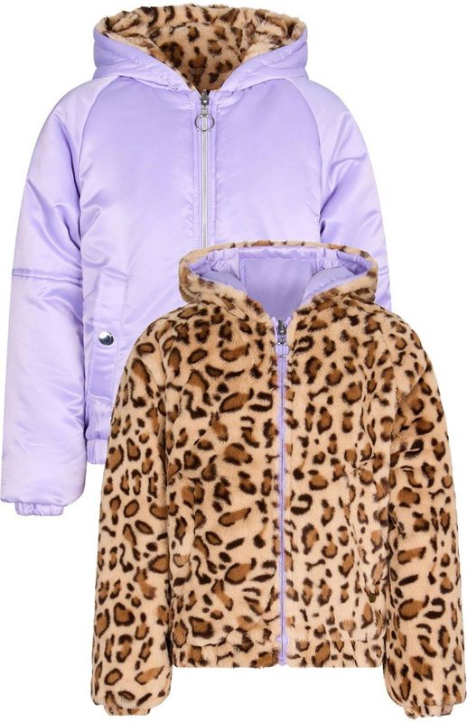 Retour Jeans - Reversible Imitatiebont - Winterjas - Lila/Bruin