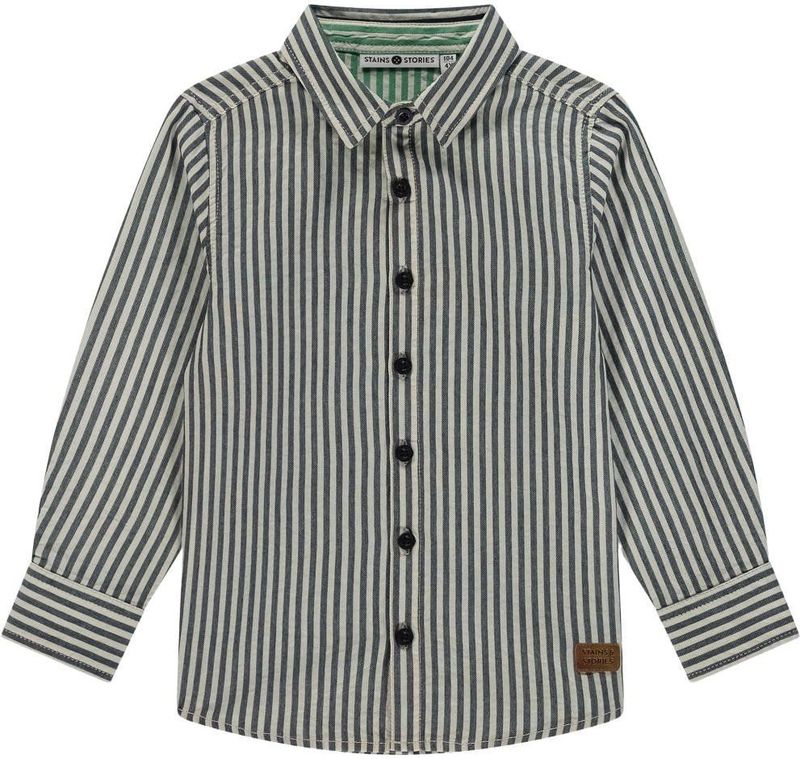 Stains&Stories gestreepte overhemd blauw