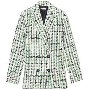 Cache Cache geruite tweed rechtvallende blazer beige/ groen