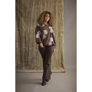 Zhenzi flared regular waist flared broek bruin