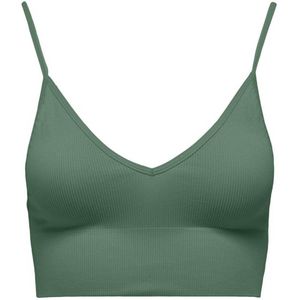 ONLY crop top ONLVICKY met ribstructuur groen