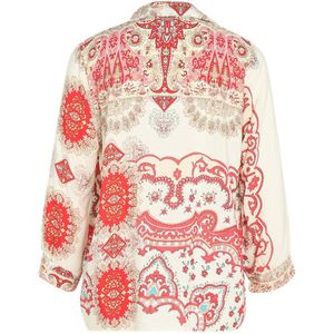 Cassis blousetop met all over print ecru/rood/beige