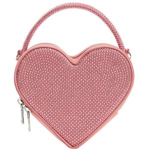 Mango hartvormige crossbody tas met strass roze