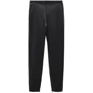 Mango imitatieleren cropped high waist skinny legging zwart