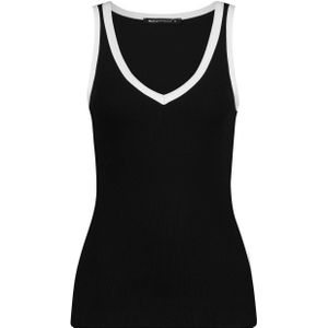 Expresso ribgebreide top met contrastbies zwart/wit