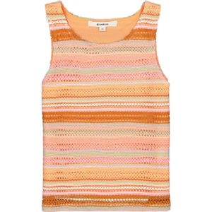 Garcia gestreept T-shirt van polyester oranje/roze/bruin