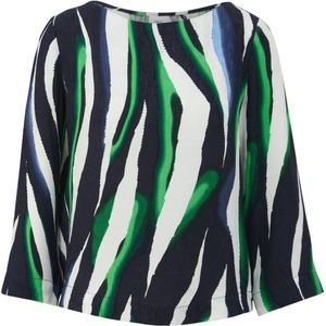 s.Oliver BLACK LABEL blousetop met all over print marine/ groen