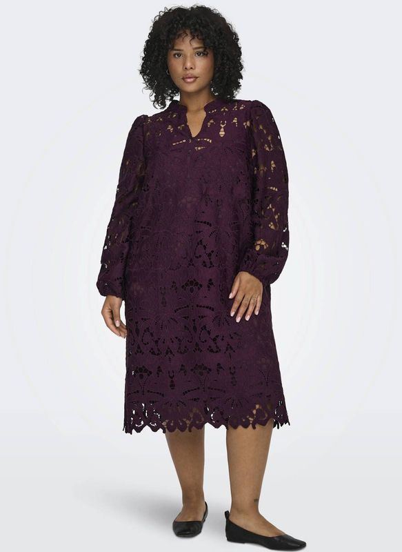 Cargelina - Korte Jurk - Zwart - O-hals - Lange Mouwen - Knielengte