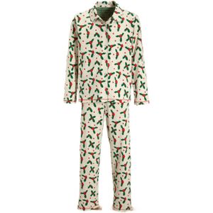 Claesen's pyjama met bladprint ecru/groen/rood