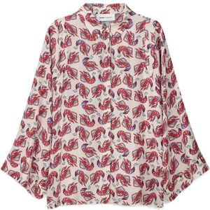 POM Amsterdam blouse met all over print rood/ ecru