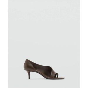 Mango leren sandalettes bruin