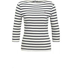 Tommy Hilfiger S/S gebreide tops voor dames, Wit (Bretons/Ecu/Donkere Nacht Marine), XXS
