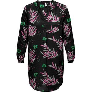 ONLY CARMAKOMA tuniek CARLUX met all over print zwart/ roze/ groen