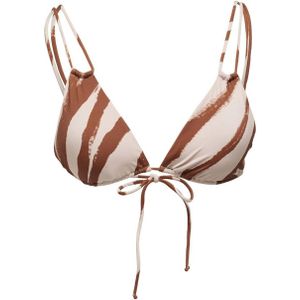 ONLY voorgevormde triangel bikinitop ONLBARI bruin/wit
