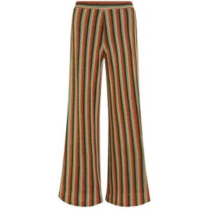 King Louie gestreepte wide leg broek Sara Pants Piso Stripe zwart/oranje/blauw