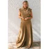Bolina Island x Florine Hofstee wide leg broek beige met glitter