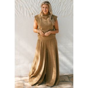 Bolina Island x Florine Hofstee wide leg broek beige met glitter