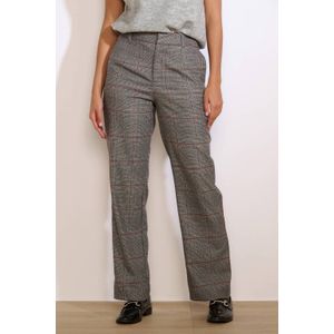 LOLALIZA wide leg high waist geruite broek grijs