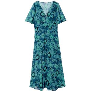 Cache Cache semi-transparante jurk met all over print blauw/groen