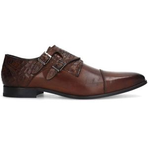 Manfield leren gespschoenen cognac