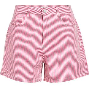 OBJECT gestreepte regular fit short OBJSOLA roze/ wit