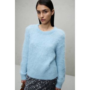 VILA trui met wol lichtblauw gebreid